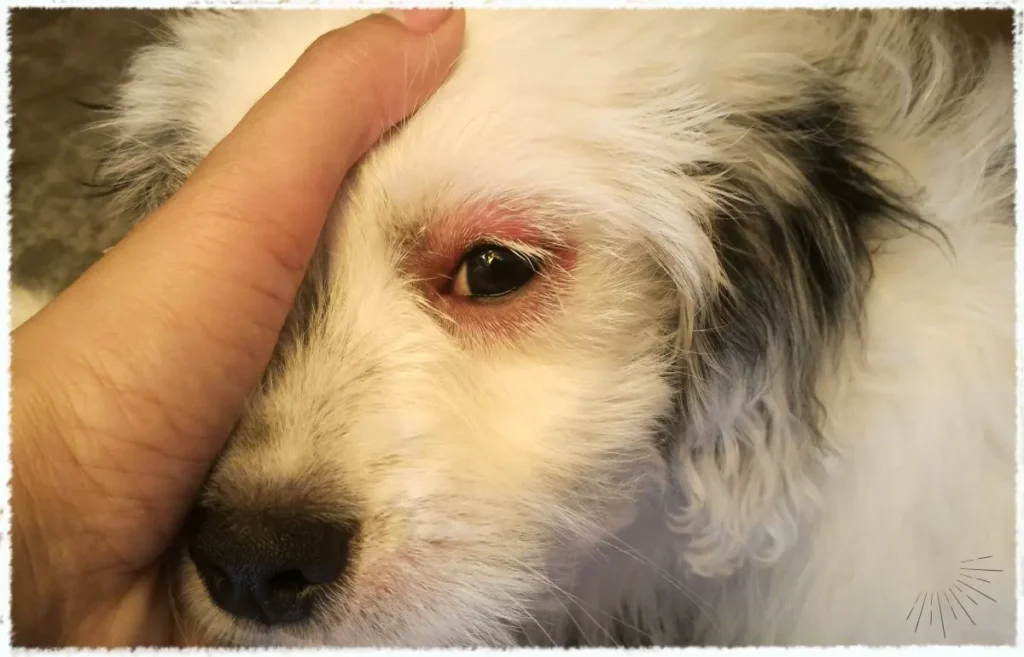 Hund mit entzündeten Augen – mögliches Symptom bei Futtermittelallergien oder Unverträglichkeiten