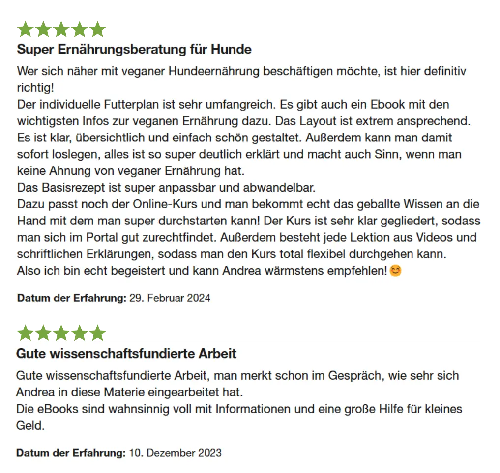 Die Rezensionen zum veganen Ernährungsberatung fallen durchweg positiv aus